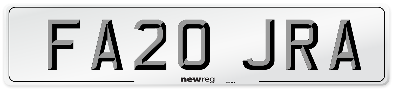 FA20 JRA Number Plate from New Reg